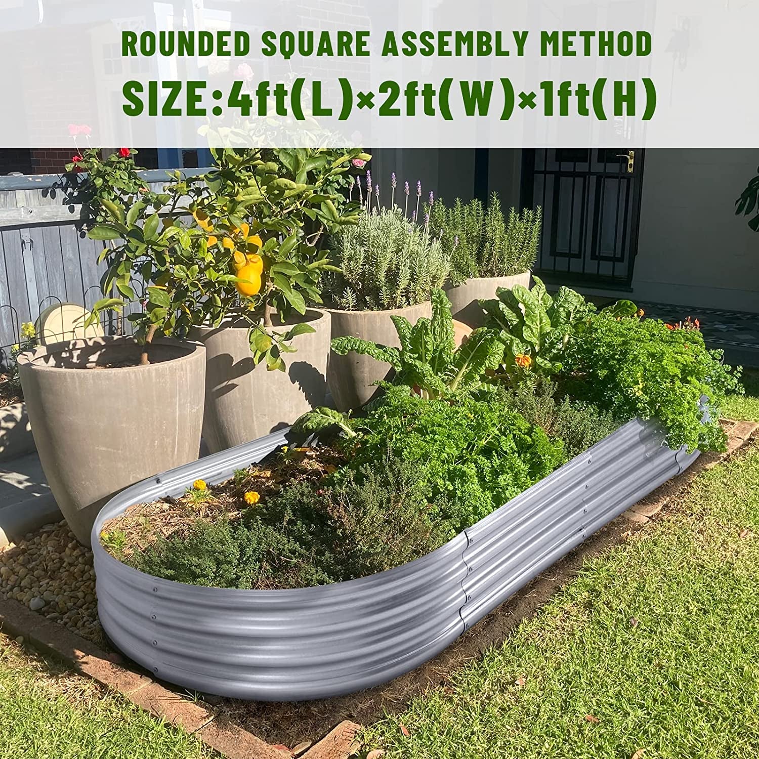 Galvanized Raised Garden Bed Kit, Galvanized Planter Garden Boxes Outdoor, Oval Large Metal for Vegetables…………