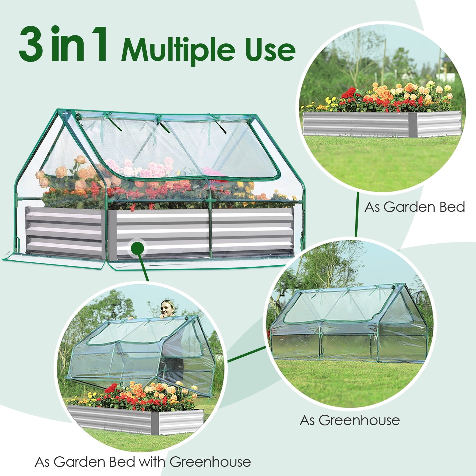 Galvanized Raised Garden Bed with Cover