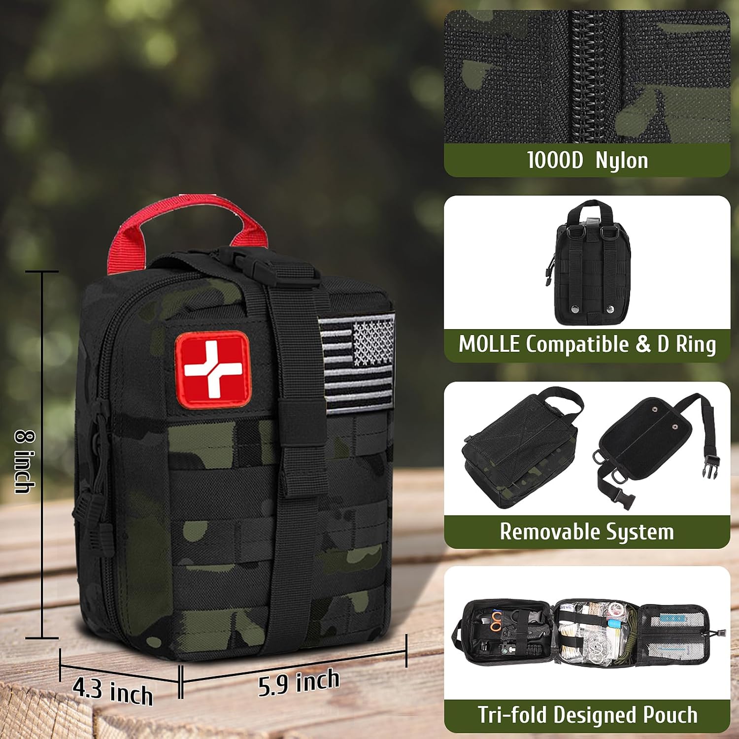 Survival First Aid Kit, 170 PCS Survival Kits,Trauma Kit with Essential Survival Gear Emergency Medical Supplies for Hiking Camping Backpacking Outdoor Adventure, Gifts for Christmas Him Dad Men