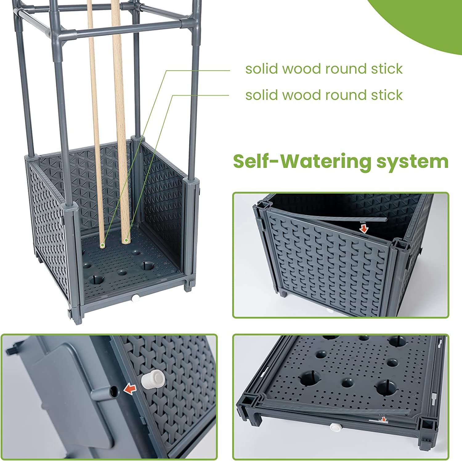 Raised Garden Bed Planter Boxes with Trellis for Climbing Vegetables Plants Tomato Cage