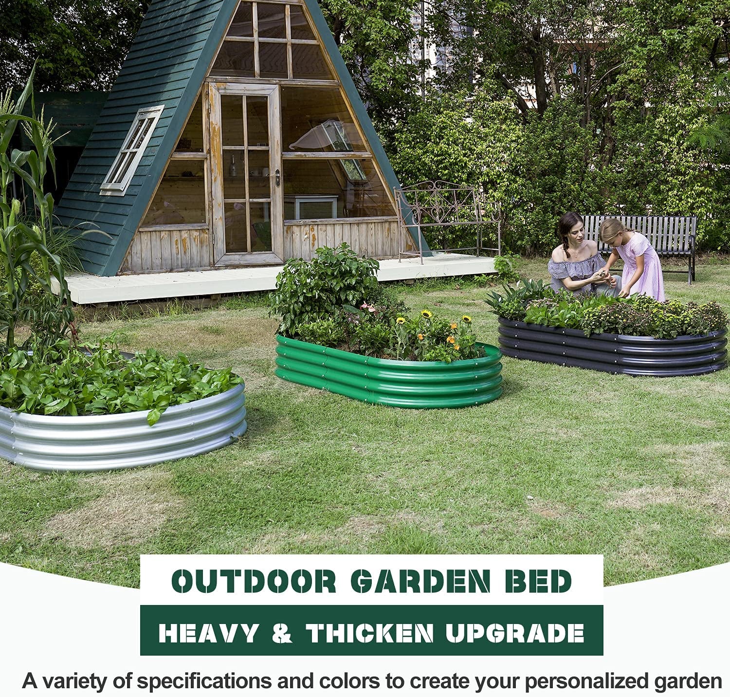 Galvanized Raised Garden Bed Kit, Galvanized Planter Garden Boxes Outdoor, Oval Large Metal for Vegetables…………