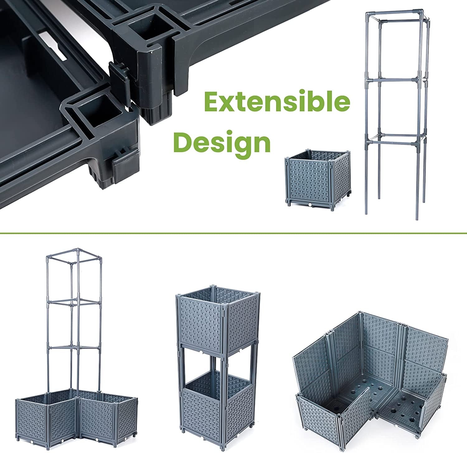 Raised Garden Bed Planter Boxes with Trellis for Climbing Vegetables Plants Tomato Cage