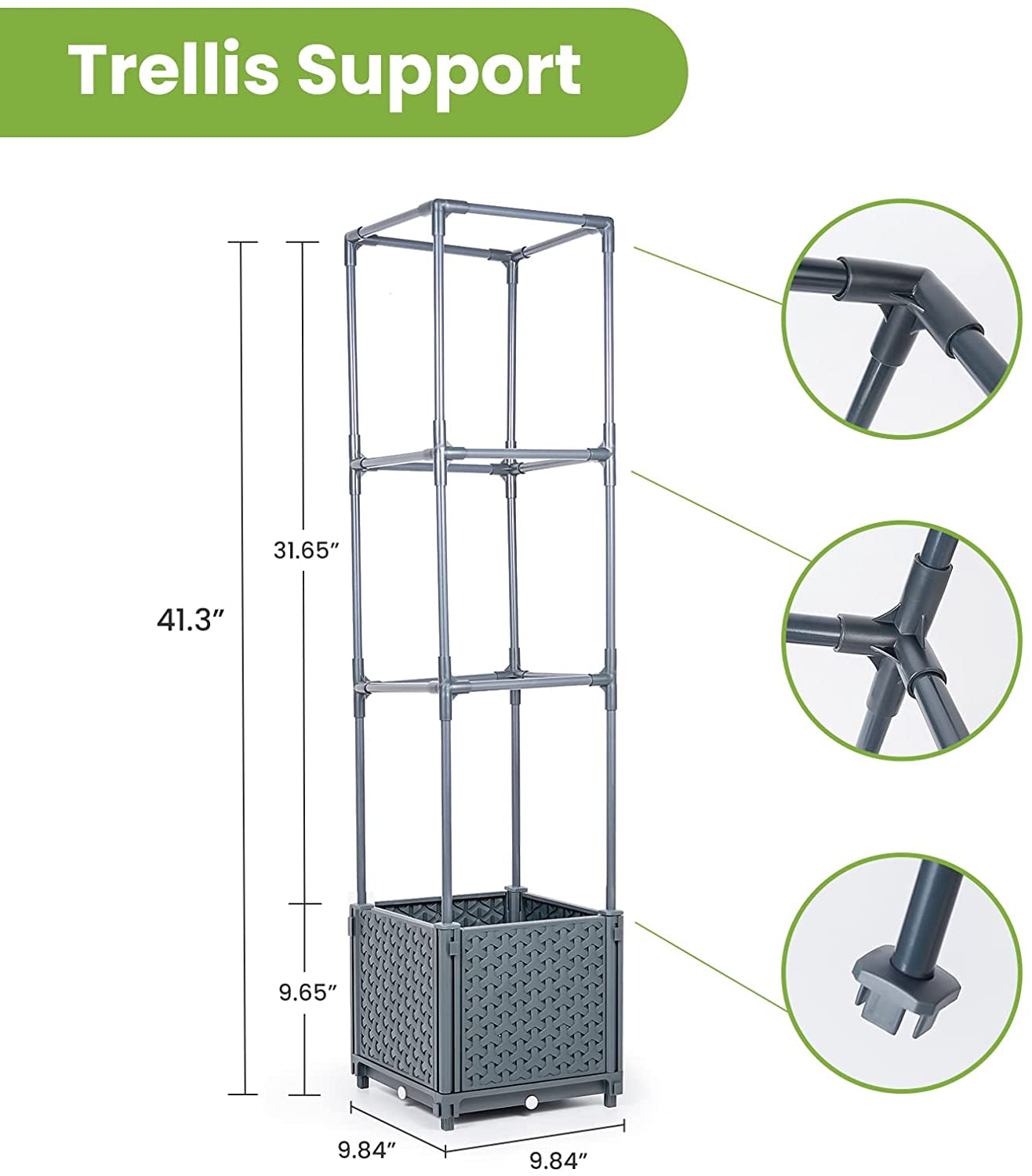 Raised Garden Bed Planter Boxes with Trellis for Climbing Vegetables Plants Tomato Cage