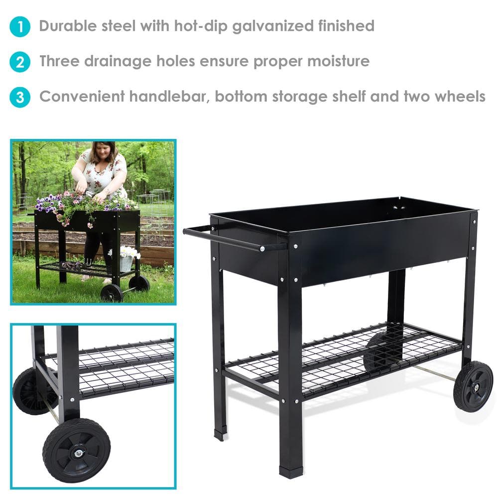 Galvanized Raised Garden Bed Cart
