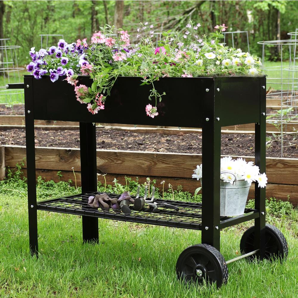 Galvanized Raised Garden Bed Cart